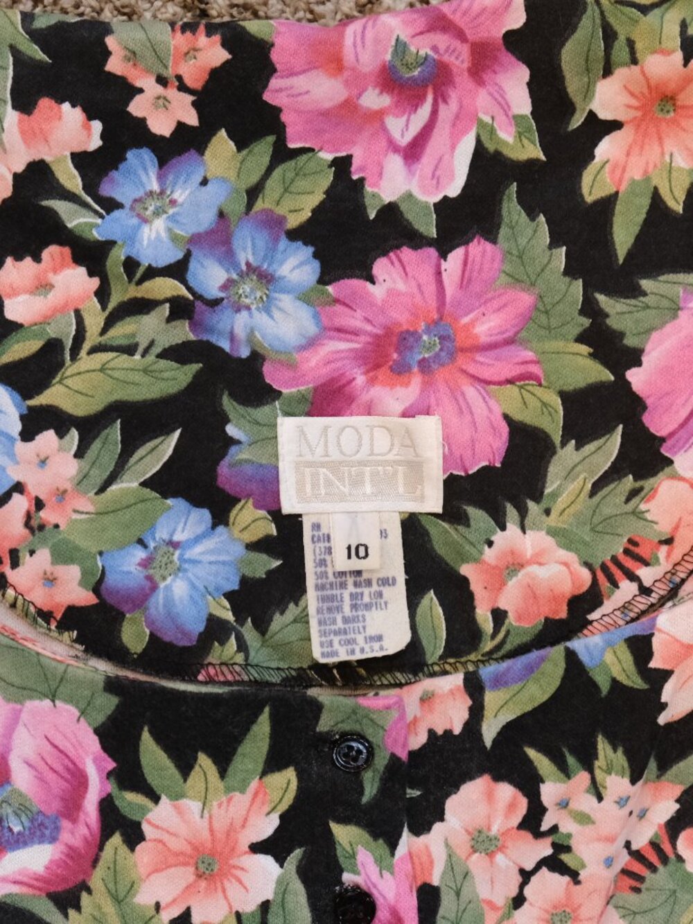 Vintage 90s Moda International Floral Maxi Dress | Pockets | Button Front | Size - Picture 5 of 10